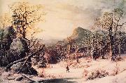 George Henry Durrie Hunter in Winter Wood Germany oil painting artist